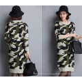 Korean O-Neck Camouflage Sweater Hoodies Knitting Dress